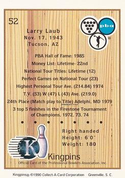 1990 Collect-A-Card Kingpins #52 Larry Laub Back